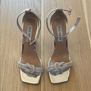 Steve Madden Silver Heels with Ankle Strap